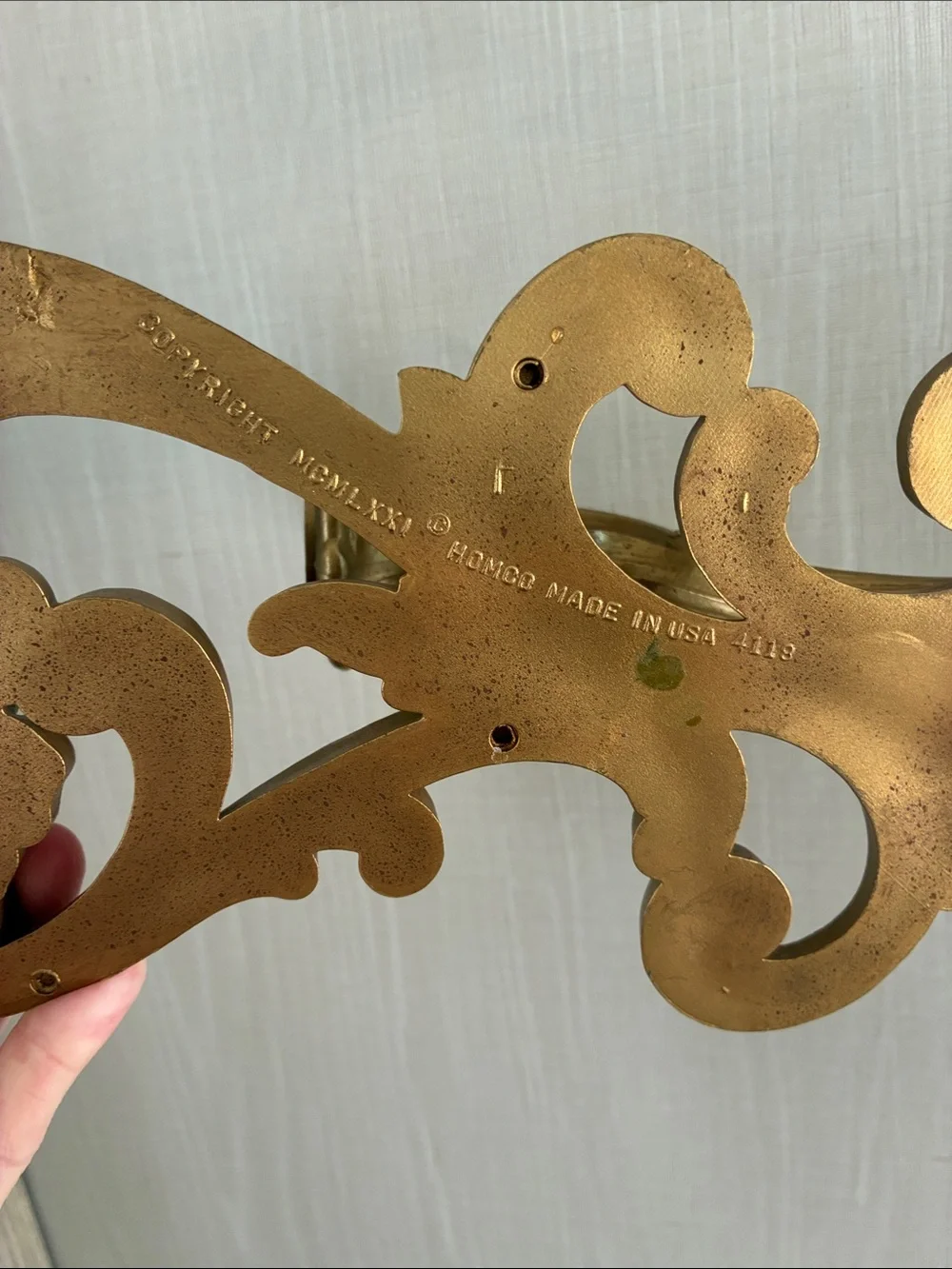 Vintage Homco Wall Candle Sconce Pair- Gold Finish Mid-Century Modern